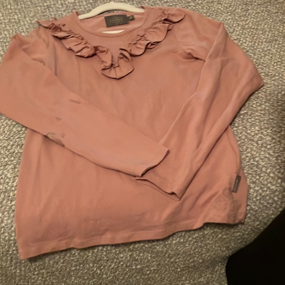 Ruffled Pink Long Sleeve Top